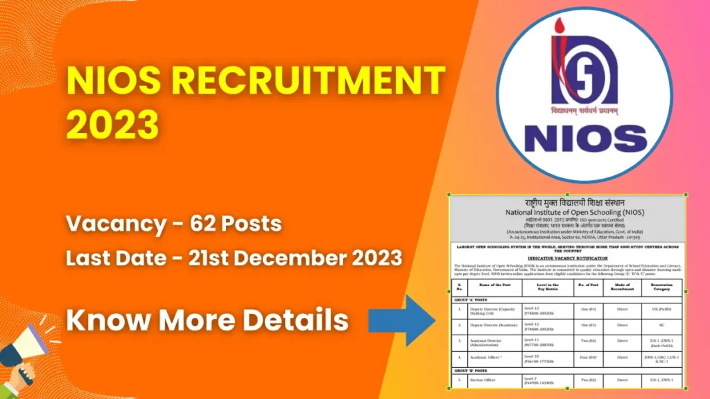 NIOS Recruitment 2023