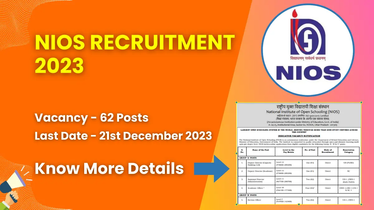 NIOS Recruitment 2023