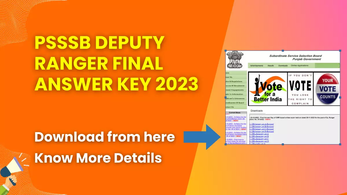 PSSSB Deputy Ranger Final Answer Key 2023