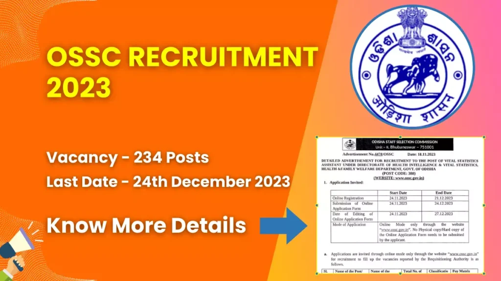 OSSC Vital Statistics Assistant Jobs 2023