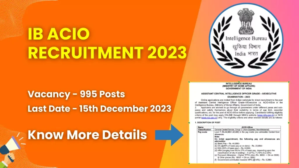IB ACIO Recruitment 2023