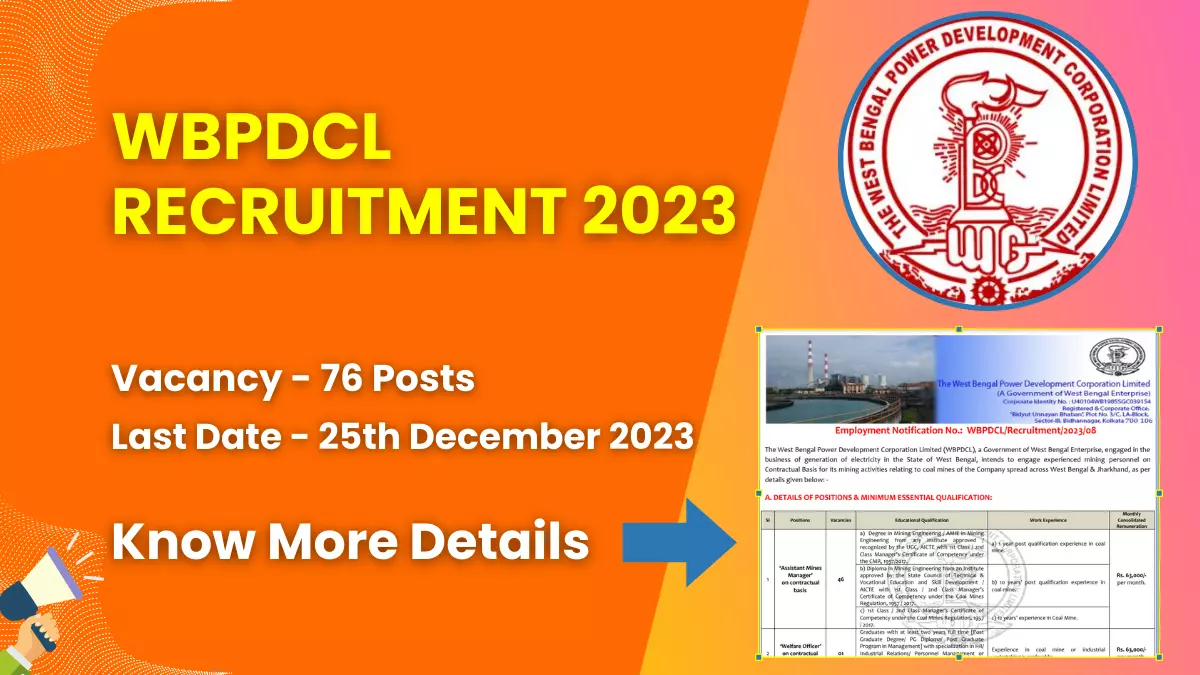 WBPDCL Recruitment 2023 for 76 Posts | Check Eligibility, How to Apply, and More 1 WBPDCL Recruitment 2023