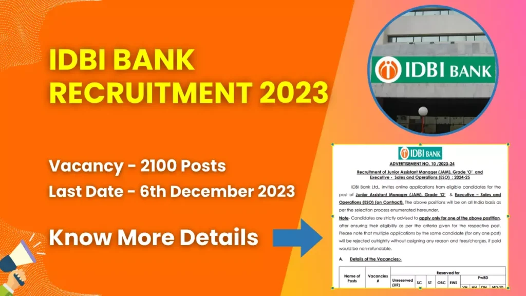 IDBI Bank Recruitment 2023