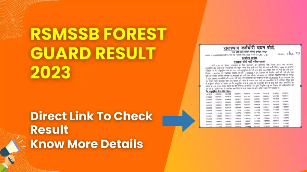 RSMSSB Forest Guard Result 2023