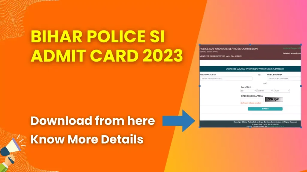 Bihar Police SI Admit Card 2023