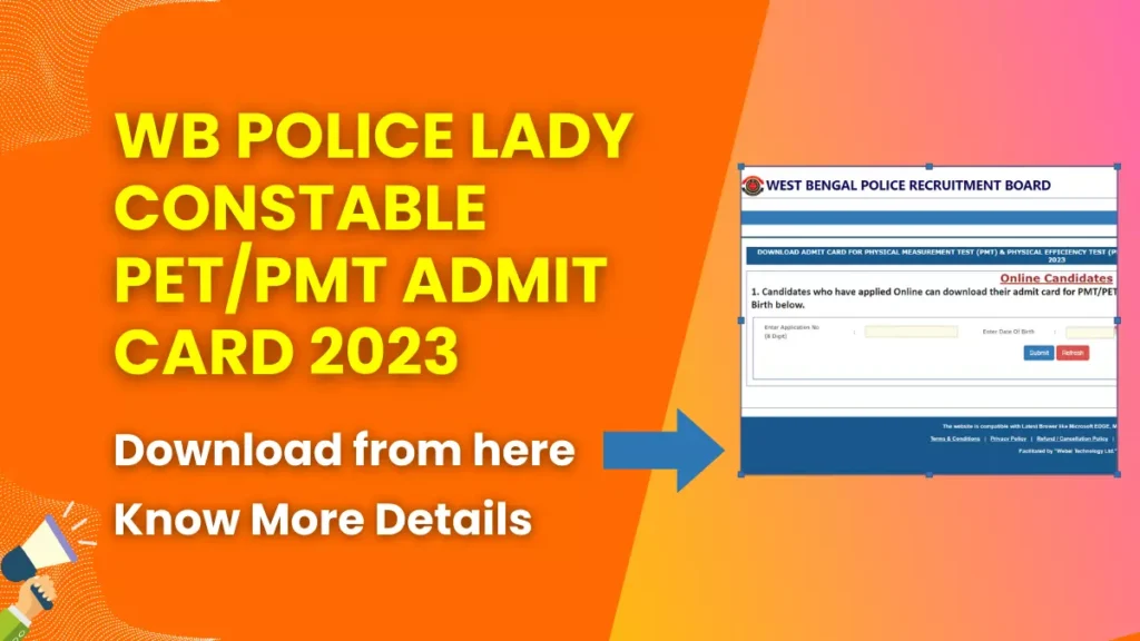 WB Police Lady Constable PET/PMT Admit Card 2023