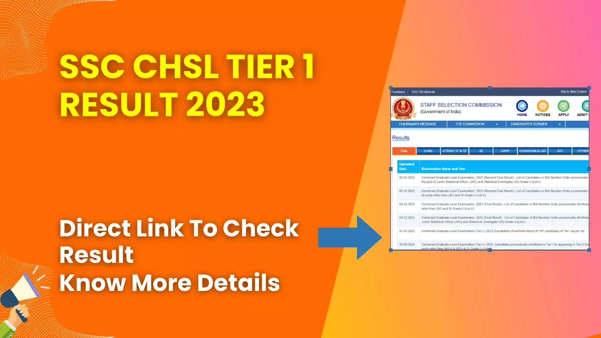 SSC CHSL Tier 1 Result 2023