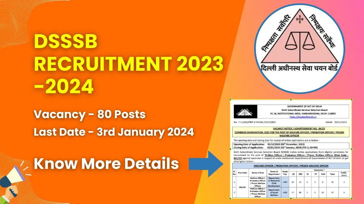 DSSSB Recruitment 2023-24 for 80 Posts | Check Eligibility, How to Apply, and More 1 DSSSB Recruitment 2023-24