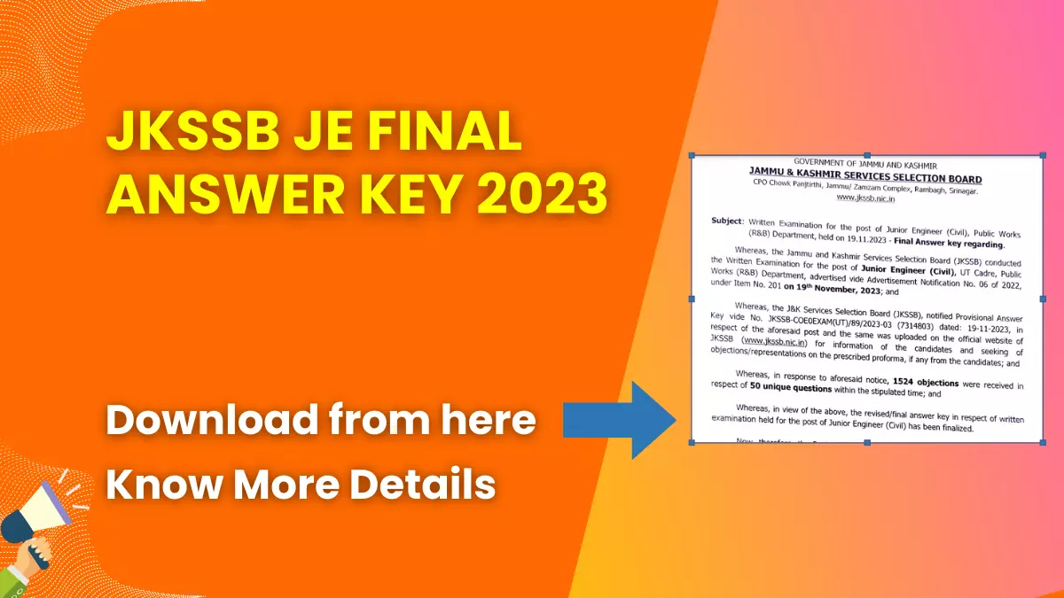 JKSSB JE Final Answer Key 2023 (Released) | Download Question Paper Solution 1 JKSSB JE Final Answer Key 2023