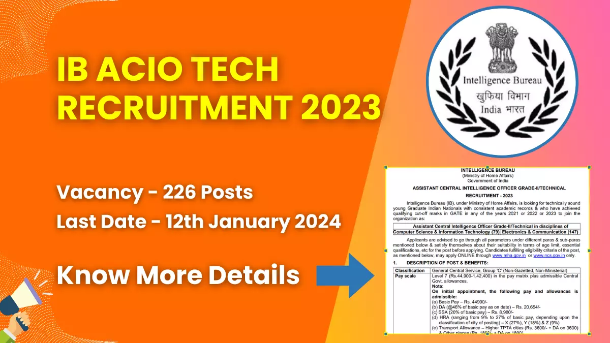 IB ACIO Tech Recruitment 2023
