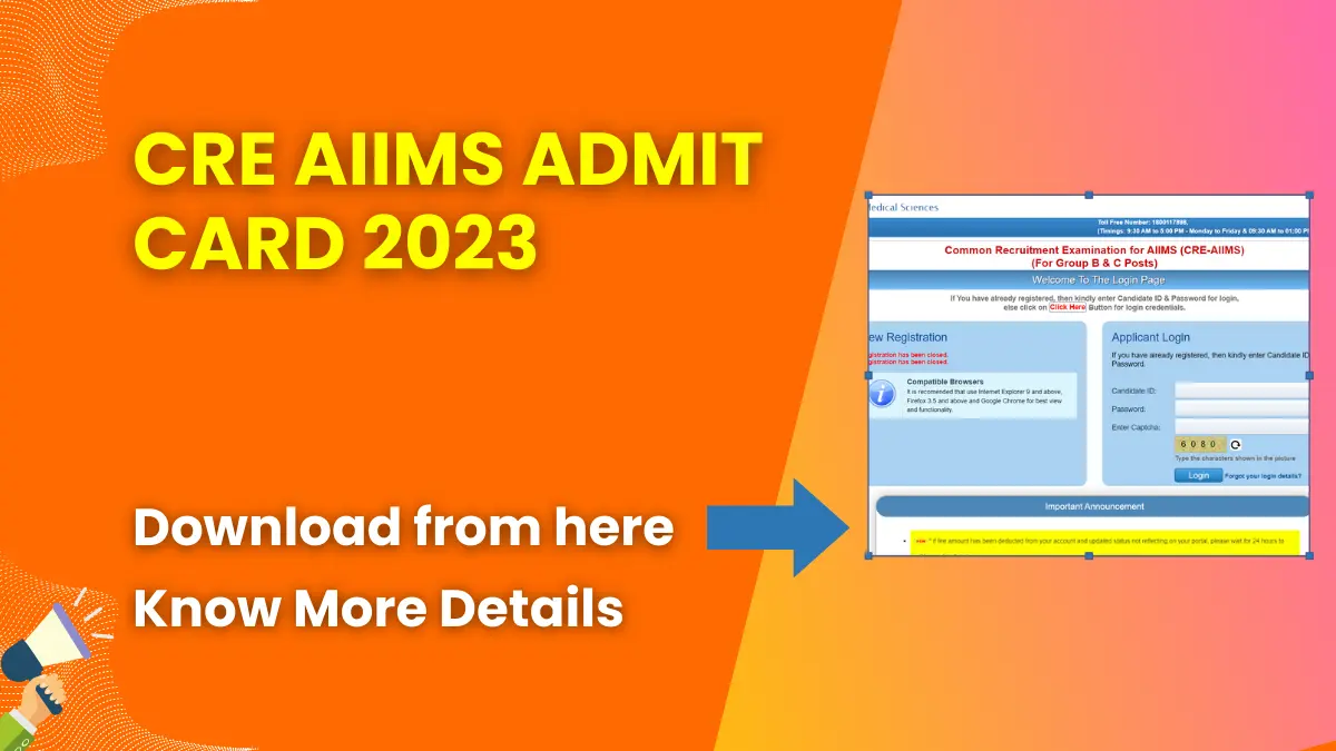 CRE AIIMS Admit Card 2023