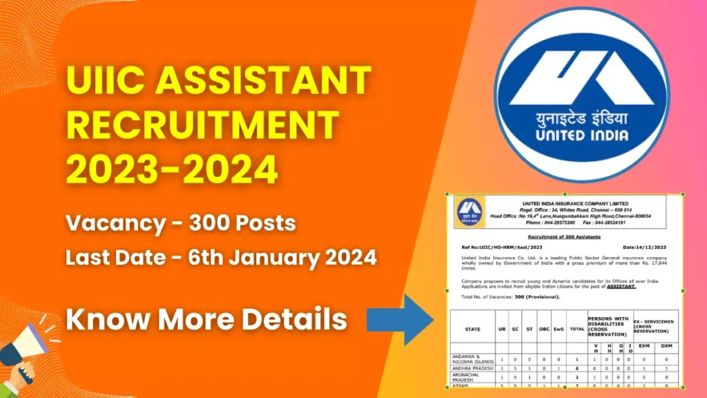 UIIC Assistant Recruitment 2023-2024 for 300 Posts | Check Eligibility, How to Apply, and More