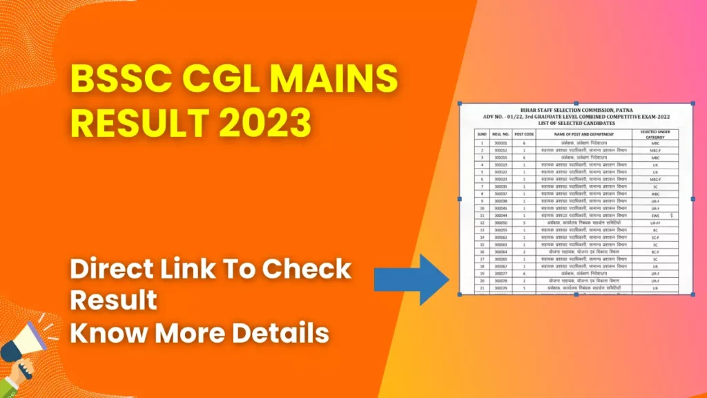 BSSC CGL Mains Result 2023