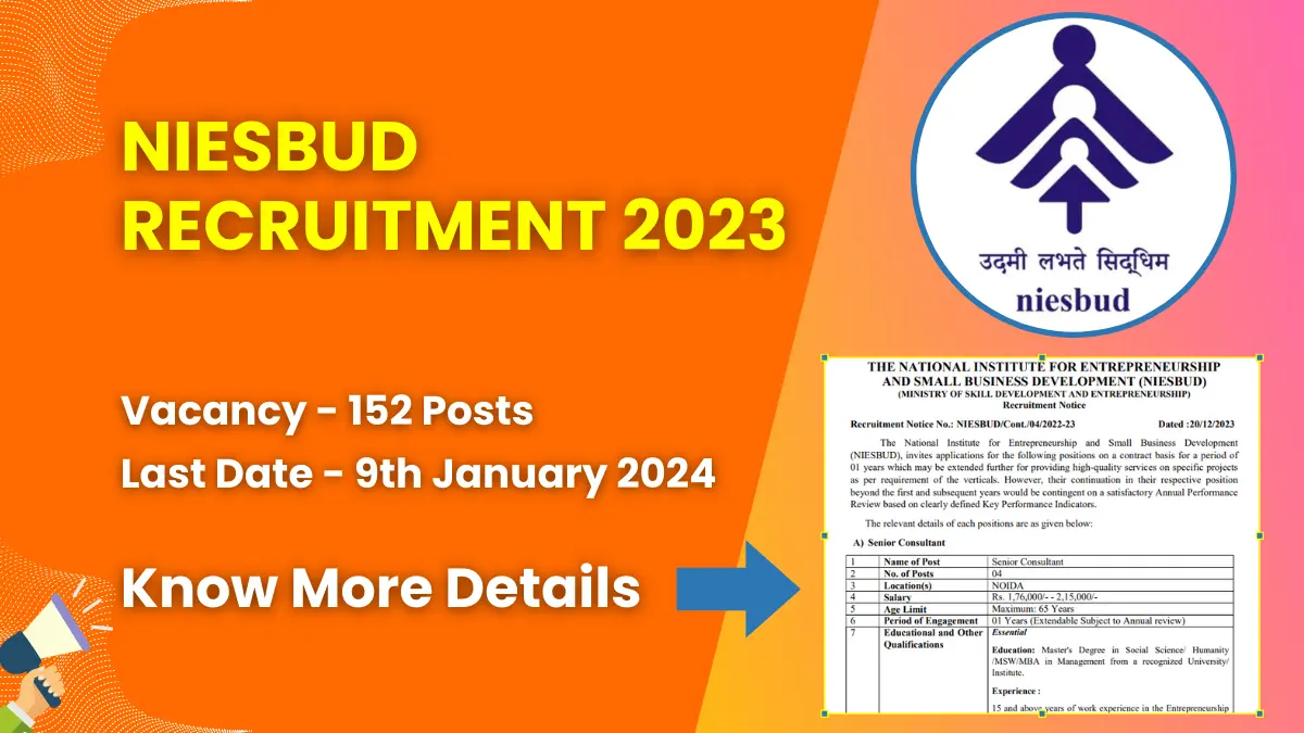 NIESBUD Recruitment 2023 for 152 Posts | Check Eligibility, How to Apply, and More 1 NIESBUD Recruitment 2023