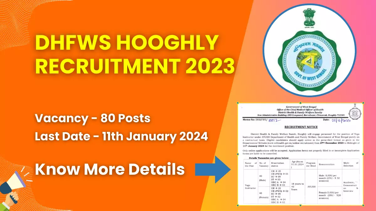 DHFWS Hooghly Recruitment 2023 for 80 Posts | Check Eligibility, How to Apply, and More 1 DHFWS Hooghly Recruitment 2023