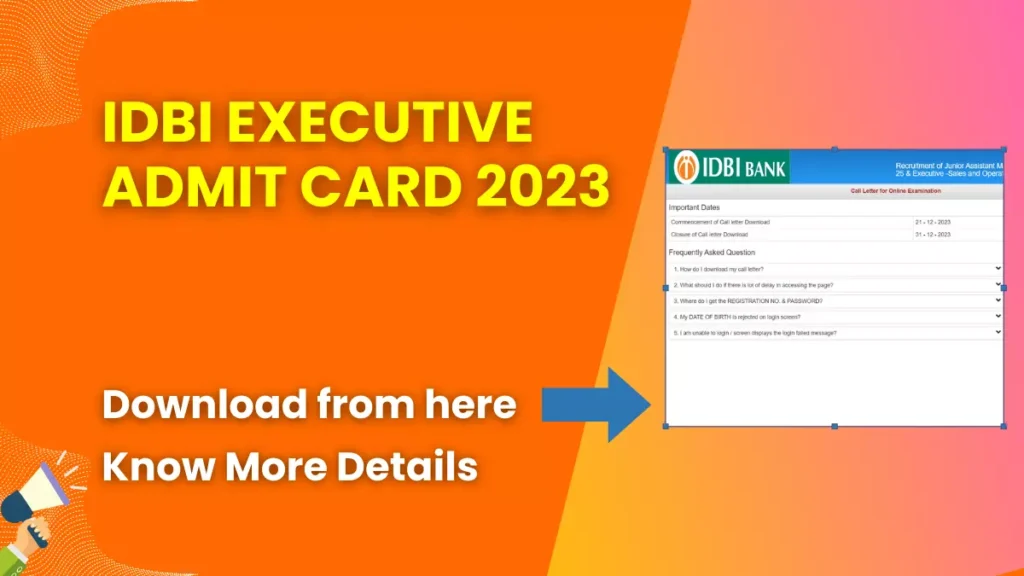 IDBI Executive Admit Card 2023