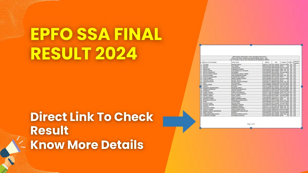 EPFO SSA Final Result 2024