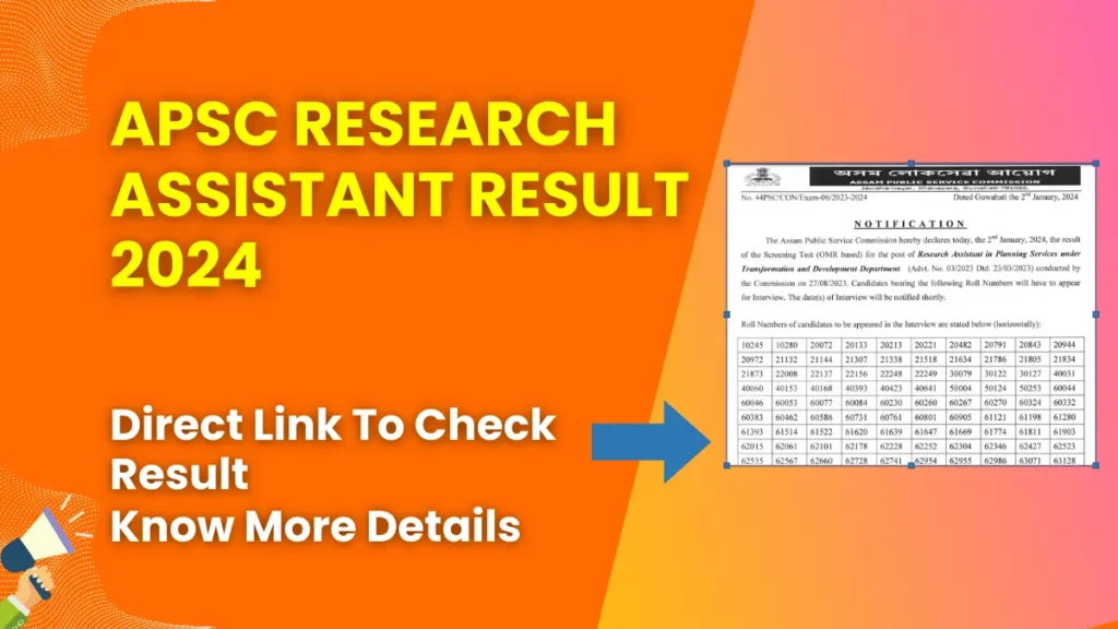 APSC Research Assistant Result 2024