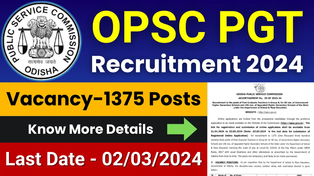 OPSC PGT Jobs 2024