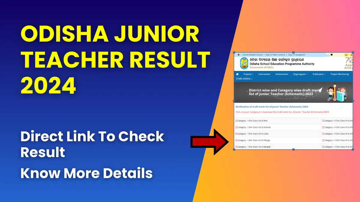 Odisha Junior Teacher Result 2024