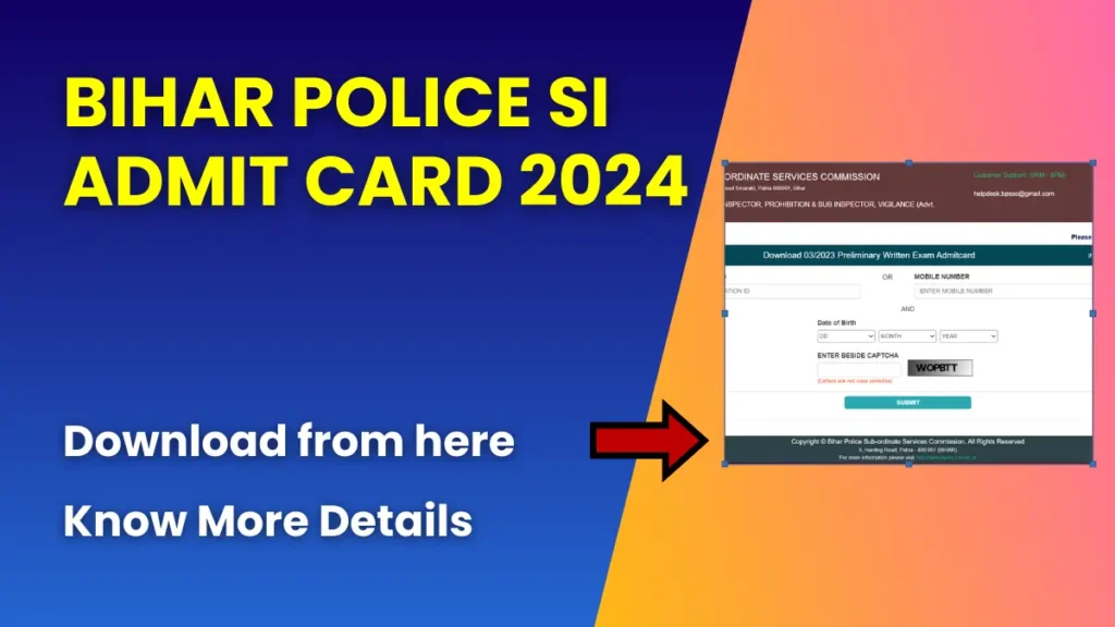Bihar Police SI Admit Card 2024