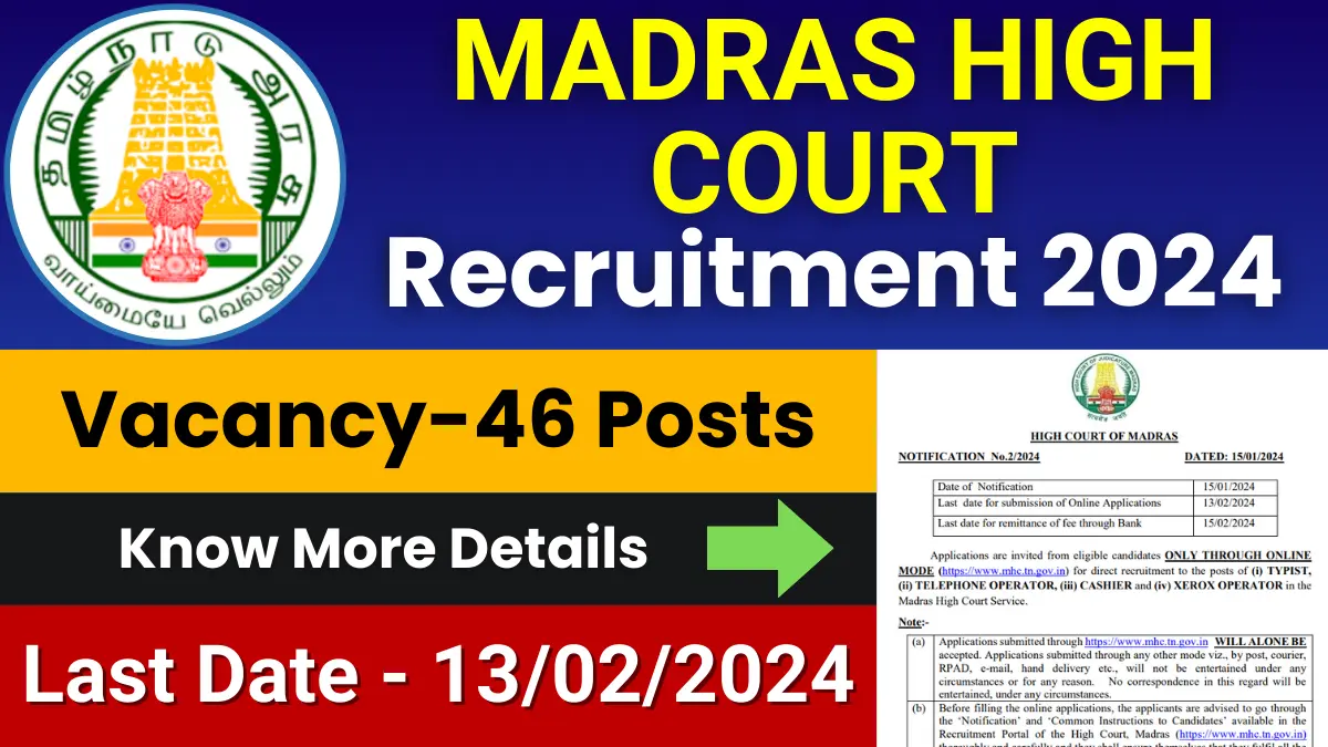 Madras High Court Recruitment 2024