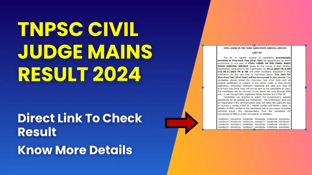 TNPSC Civil Judge Mains Result 2024
