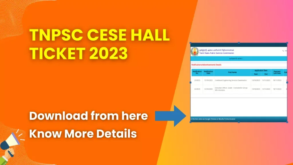 TNPSC CESE Hall Ticket 2023