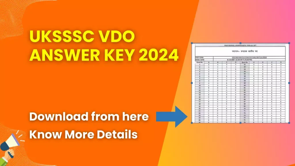 UKSSSC VDO Answer Key 2024