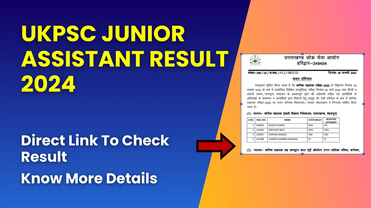 UKPSC Junior Assistant Result 2024