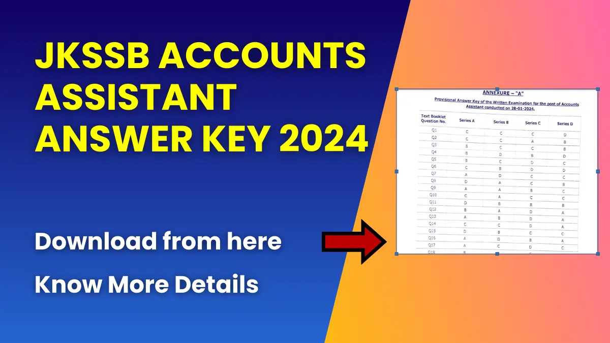 JKSSB Accounts Assistant Answer Key 2024