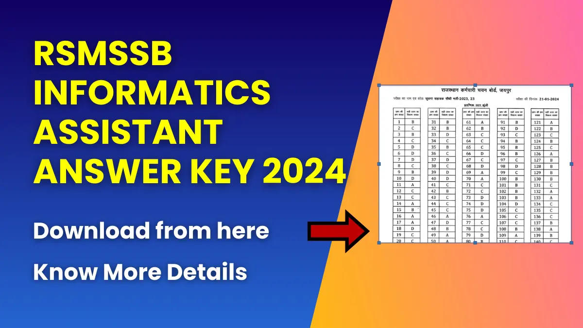 RSMSSB Informatics Assistant Answer Key 2024
