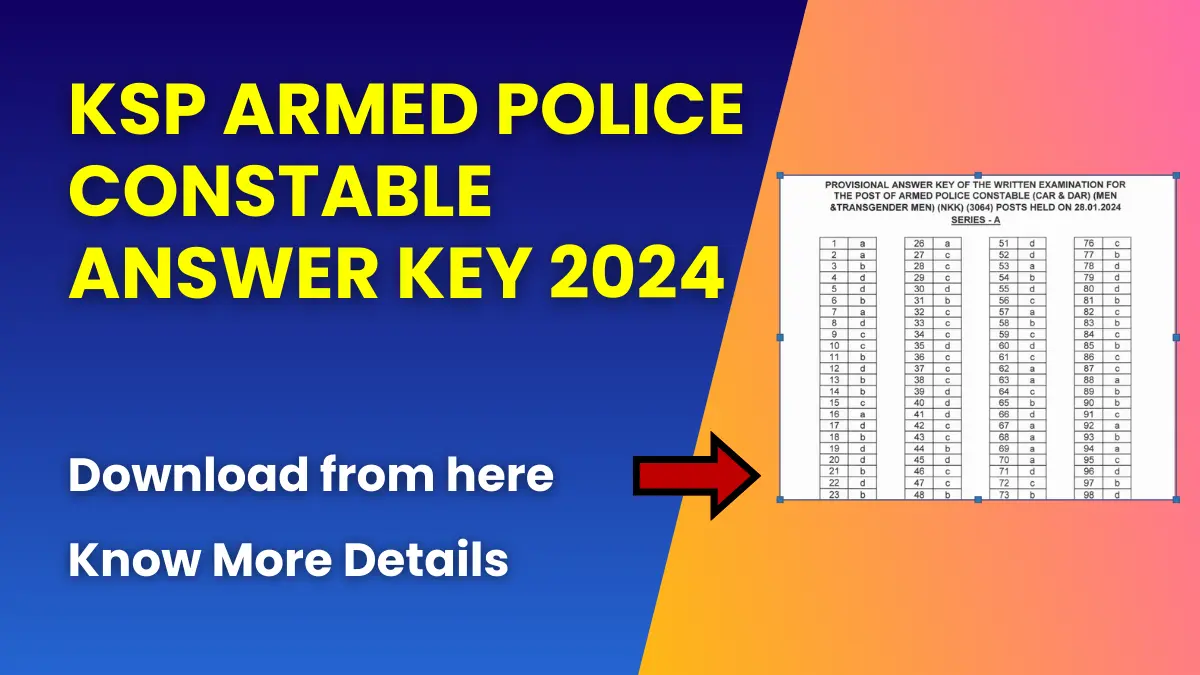 KSP Armed Police Constable Answer Key 2024