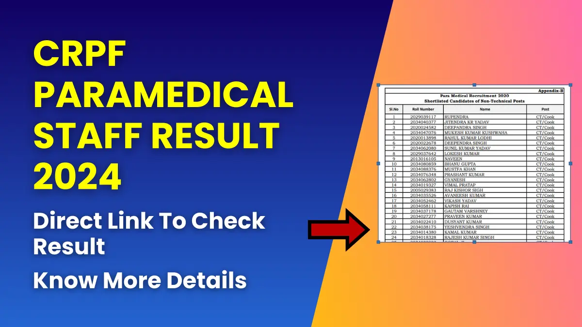 CRPF Paramedical Staff Result 2024
