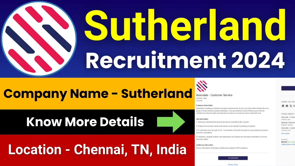 Sutherland Associate – Customer Service Jobs 2024