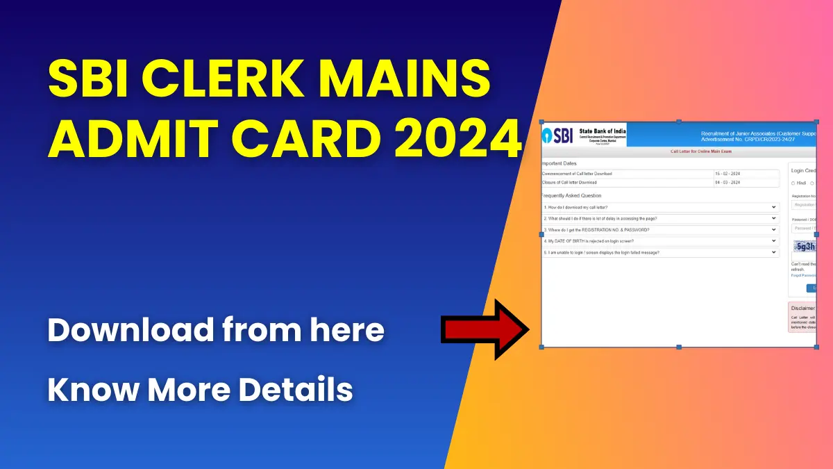 SBI Clerk Mains Admit Card 2024