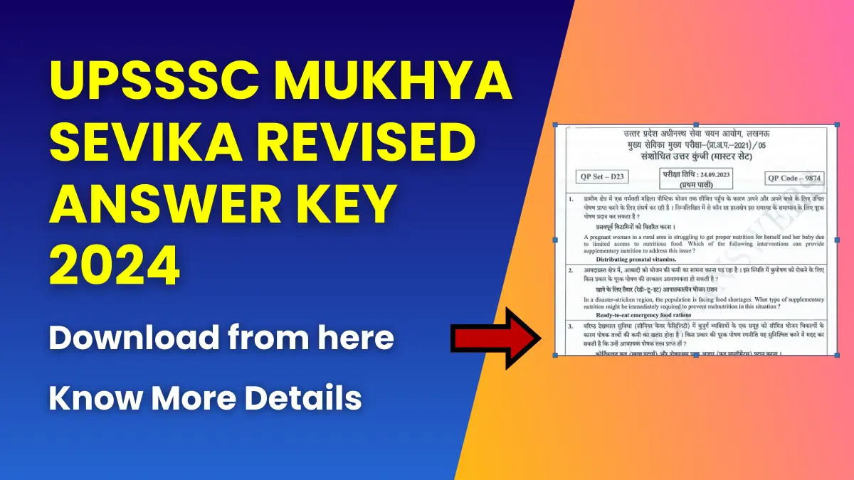 UPSSSC Mukhya Sevika Revised Answer Key 2024