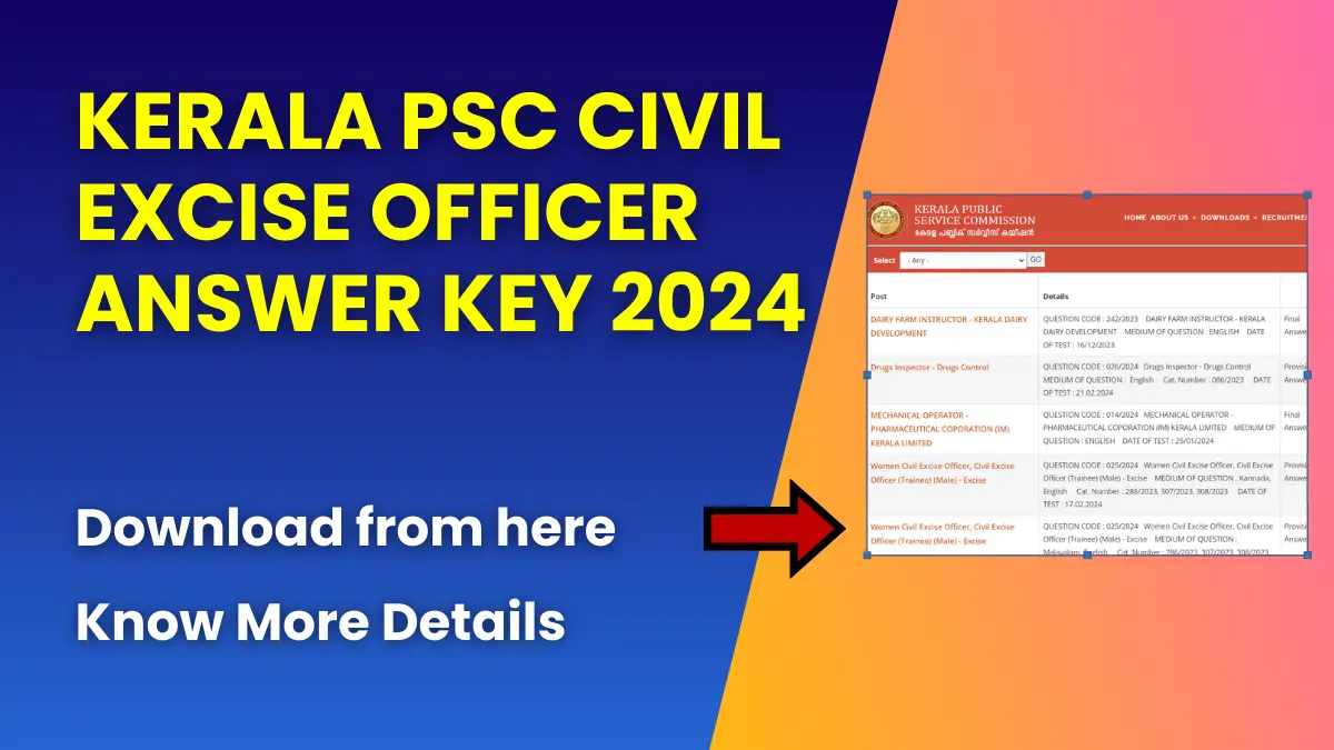 Kerala PSC Civil Excise Officer Answer Key 2024