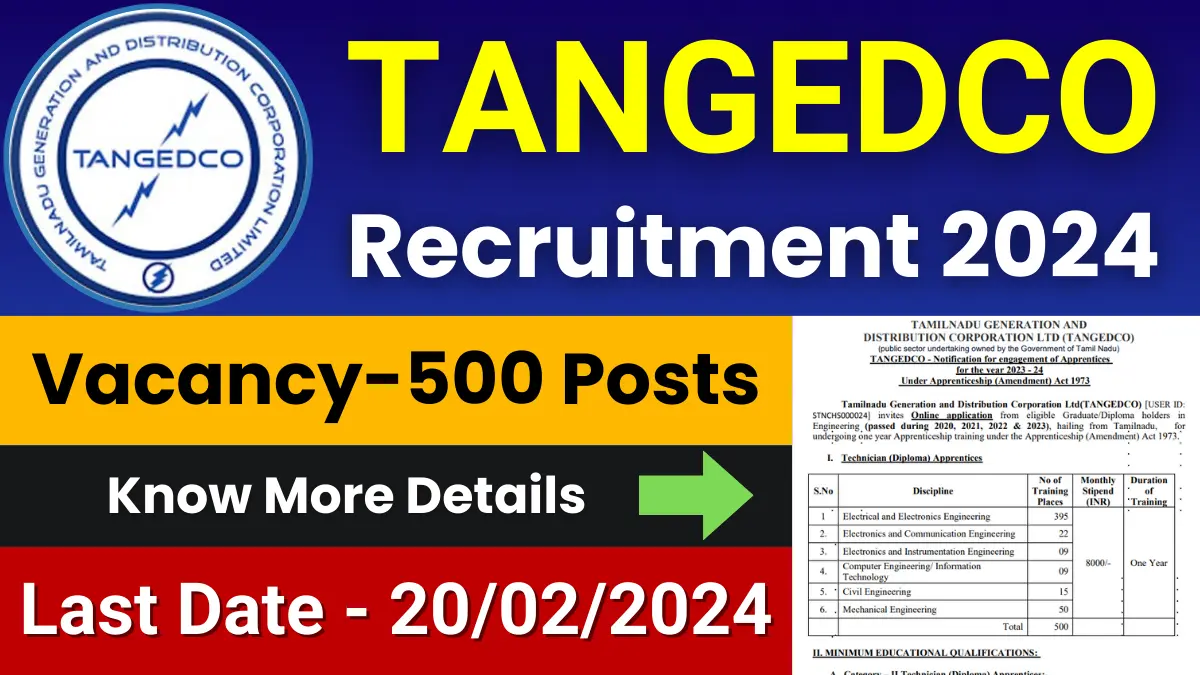 TANGEDCO Technician Apprentice Jobs 2024