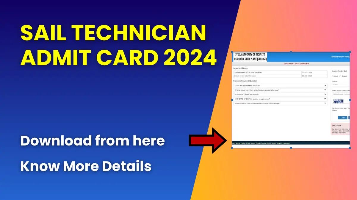 SAIL Technician Admit Card 2024