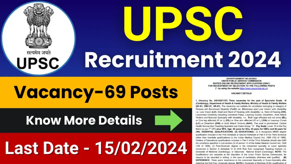 UPSC Specialist Grade 3 Jobs 2024
