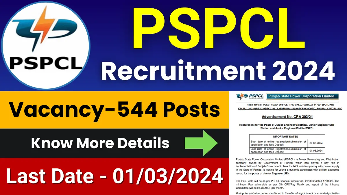 PSPCL Recruitment 2024 for 544 Posts | Check Eligibility, How to Apply, and More 1 PSPCL Recruitment 2024