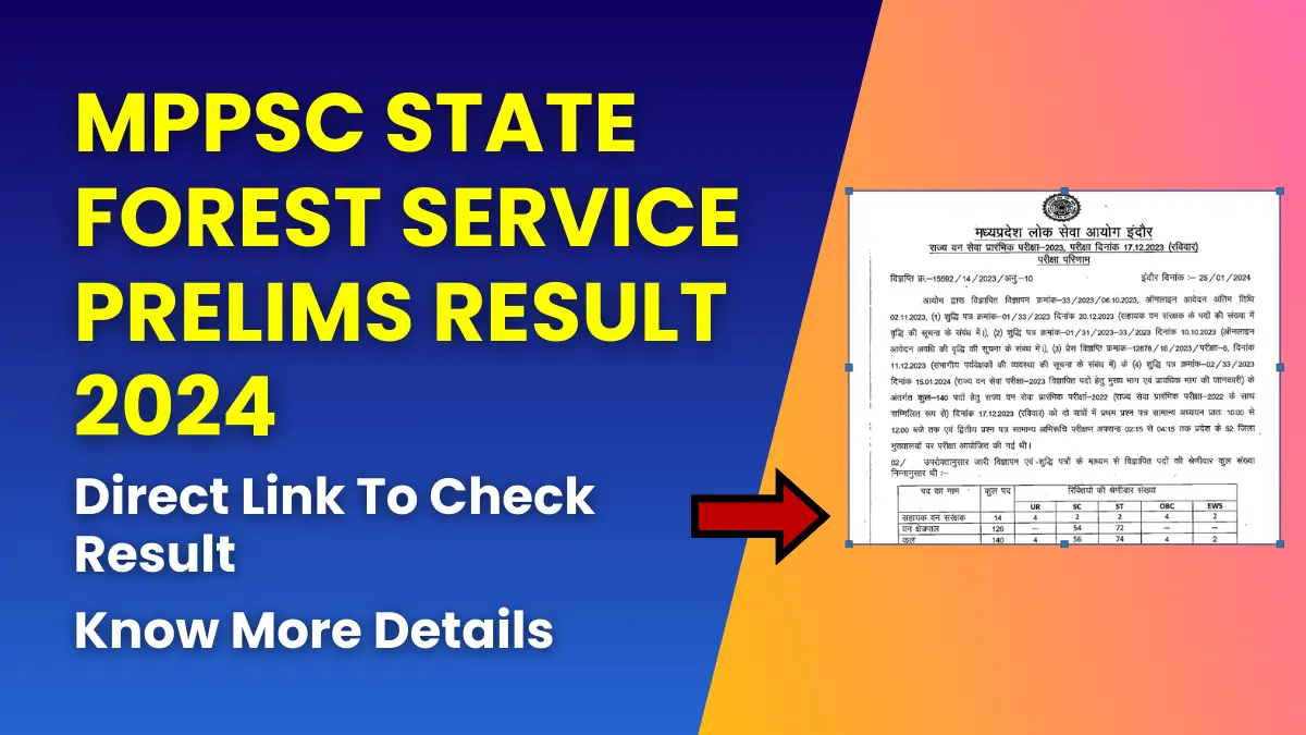 MPPSC State Forest Service Prelims Result 2024