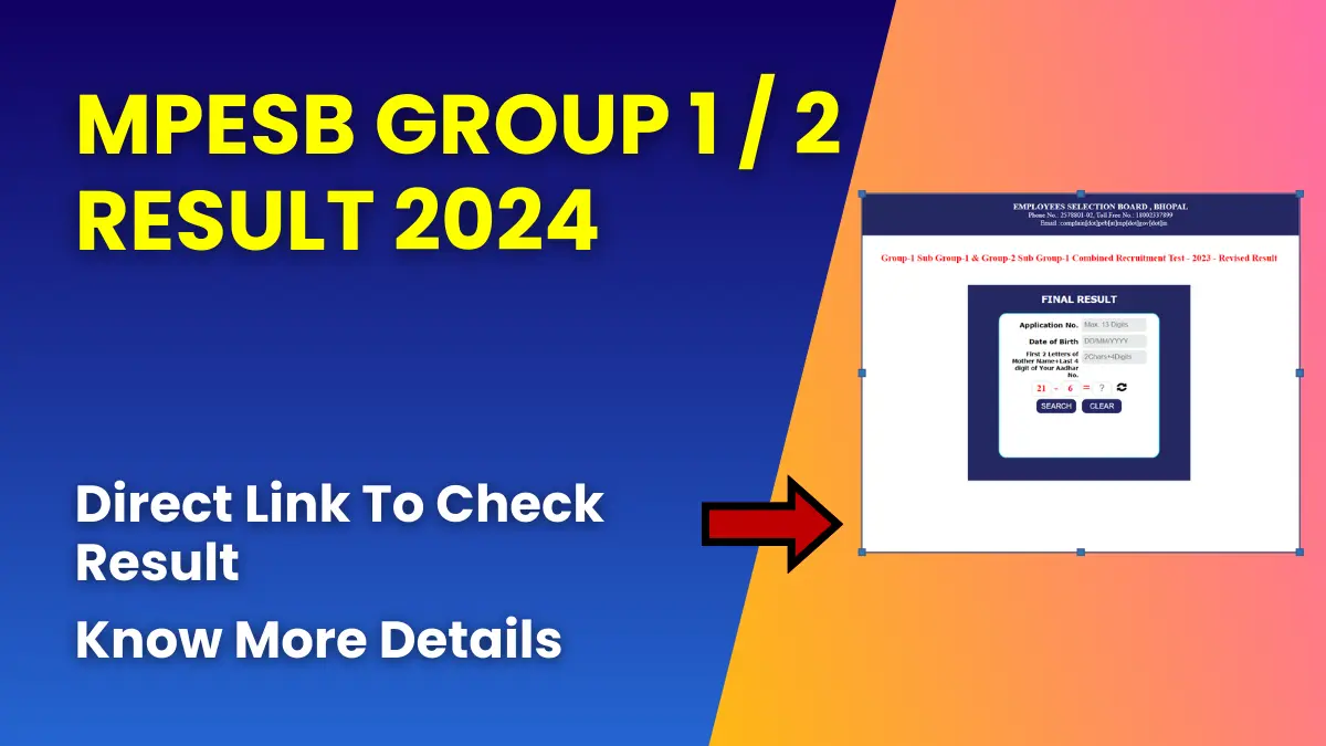 MPESB Group 1 / 2 Result 2024