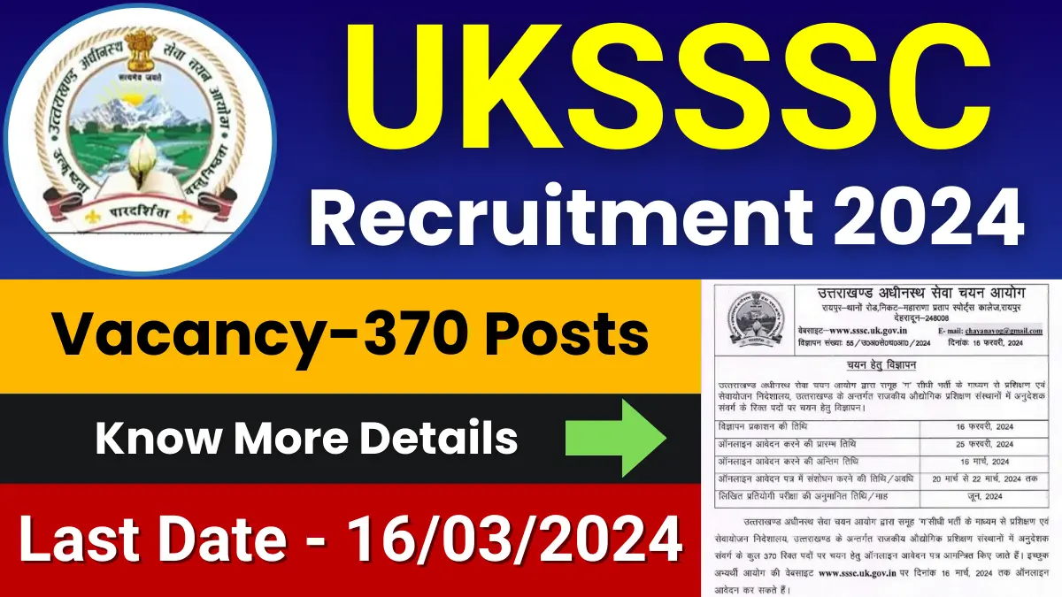 UKSSSC Instructor Jobs 2024