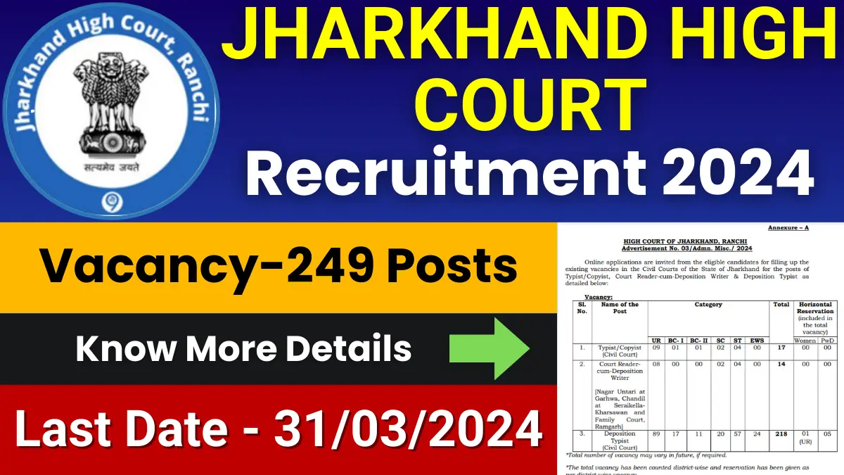 Jharkhand High Court Typist Jobs 2024