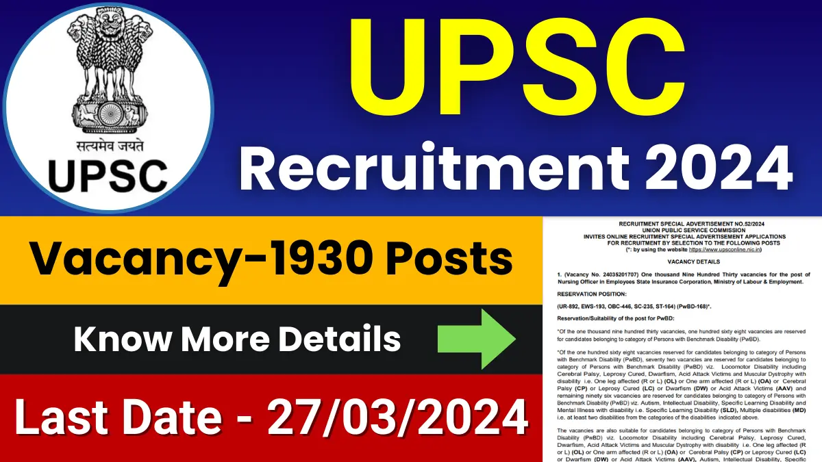 UPSC ESIC Nursing Officer Jobs 2024