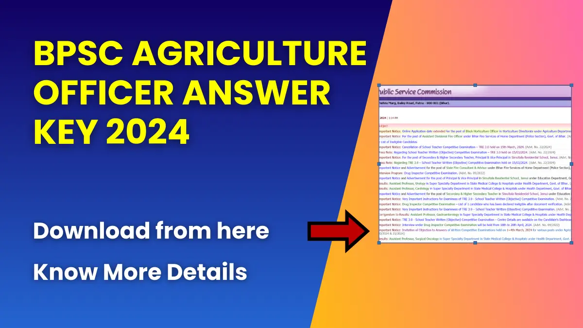 BPSC Agriculture Officer Answer Key 2024