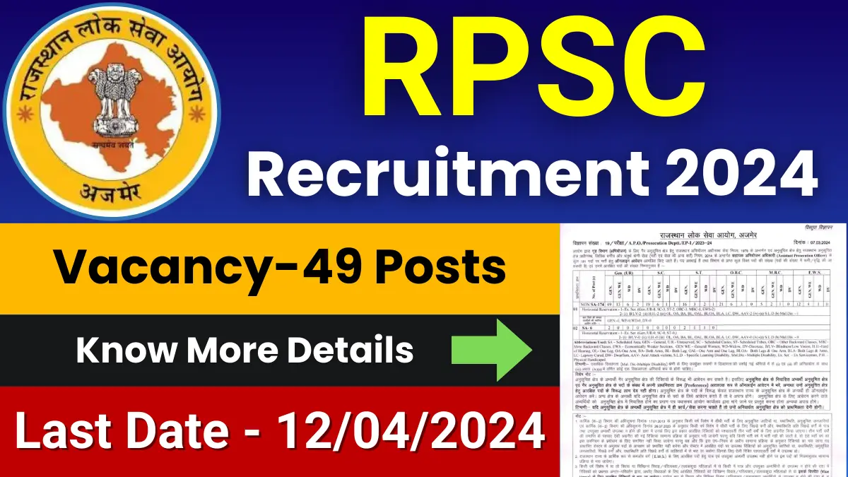 RPSC Assistant Prosecution Officer Jobs 2024