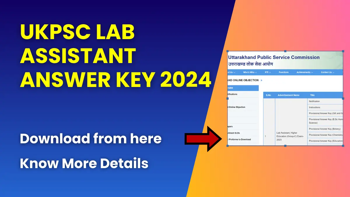 UKPSC Lab Assistant Answer Key 2024